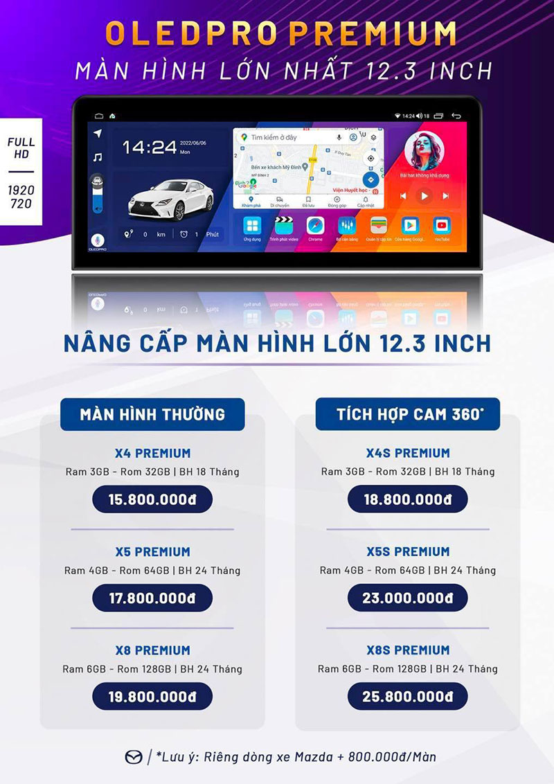 Màn Hình Android OLEDPRO Premium 12.3 inch 2022 2.daitinauto bao gia man hinh oledpro