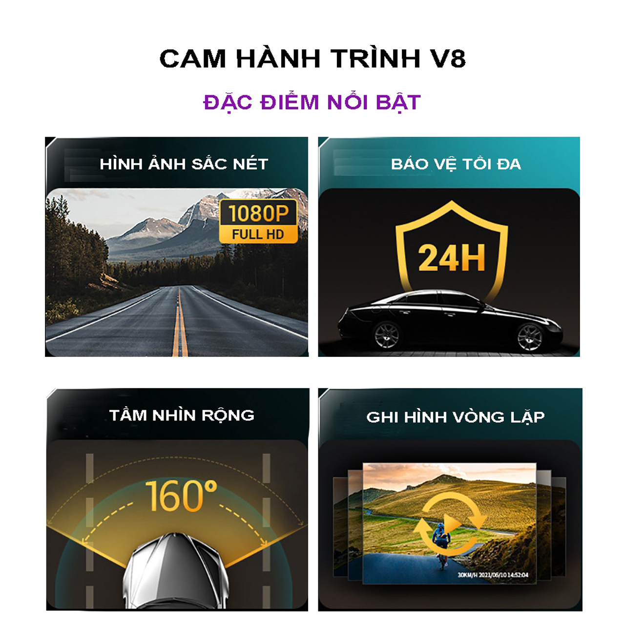CAMERA HÀNH TRÌNH V8 FULLHD 1080P KẾT NỐI WIFI VỚI ĐIỆN THOẠI VÀ MÀN HÌNH ANDROID Camera hanh trinh v8 2